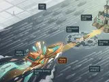 一艘独特的帆船（代表 Alpha）在复杂的洋流中选择了一条优越且独立的路径，而大批相同的船只（代表 Beta）则在主航道上随波逐流。
