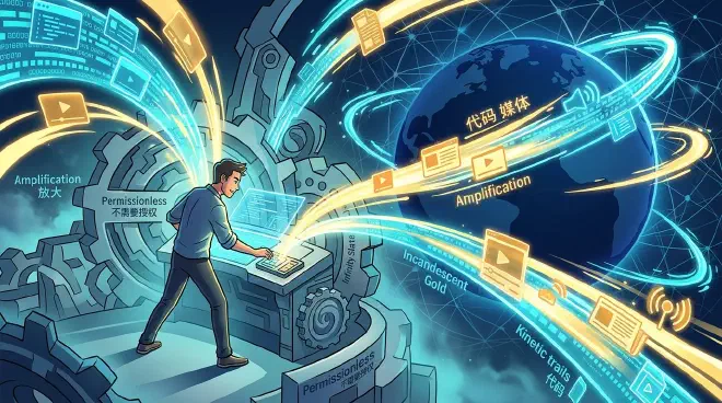 An individual wielding permissionless leverage through code and media, reaching a global audience without institutional barriers.