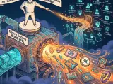 Conceptual digital illustration depicting Jevons Paradox in the AI era, where automation acts as an accelerator for new job creation rather than a job killer.