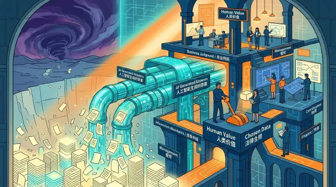 AI 让答案变便宜，人类的商业判断、协作和运营能力成为价值层。