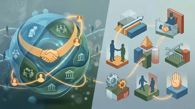 One social-order mechanism appears as a Chinese general operating system and as Western modular components for etiquette, protocol, and privacy.