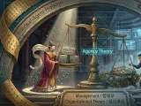 A visually metaphorical image depicting the complex power dynamics and hidden conflicts within an organization, perhaps resembling an intricate chess game or a scene from a historical palace drama with individuals subtly maneuvering, illustrating the principal-agent problem where true intentions and actions are obscured.