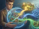 A vibrant, intricate ecosystem depicted within a translucent human silhouette, illustrating diverse elements and connections autonomously evolving from a central, initial spark. It metaphorically represents generativity and the creation of self-sustaining, complex systems that grow beyond their creator's direct control.