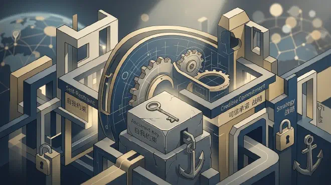 An intricate system of precision gears, where each gear's deliberate and limited movement ensures the powerful and reliable operation of the entire mechanism, symbolizing how self-restraint enables complex systems and builds trust through reliable, constrained actions.