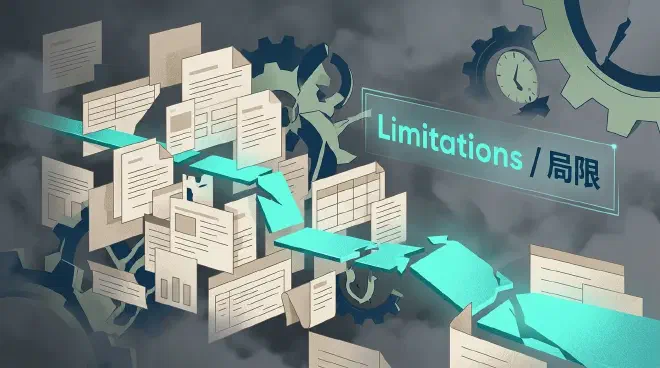 A stylized conceptual illustration showing a fractured and struggling luminous teal pathway attempting to navigate through a dense, chaotic cluster of fragmented, beige-toned abstract data structures. Some data pieces appear partially parsed or misaligned, and subtle, misaligned gears in deep blue and sage green are embedded, symbolizing underlying systemic issues. The scene is enveloped in soft charcoal grey haze, conveying the complexity and limitations of RAG solutions.