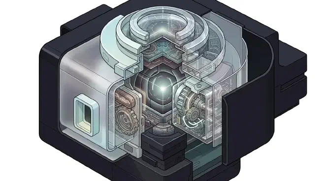 An isometric conceptual illustration of four nested, geometric layers representing LLM openness. The outermost layer is a solid, dark, featureless shell with seals, indicating &lsquo;Closed/Proprietary&rsquo;. The next layer inward is frosted with a single, light-colored port, signifying &lsquo;Open API&rsquo;. The third layer is semi-transparent, showing vague internal components for &lsquo;Open Weight&rsquo;. The innermost layer is crystal clear, fully revealing glowing, intricate internal mechanisms and circuitry, representing &lsquo;OSI-Compliant Open Source&rsquo;.